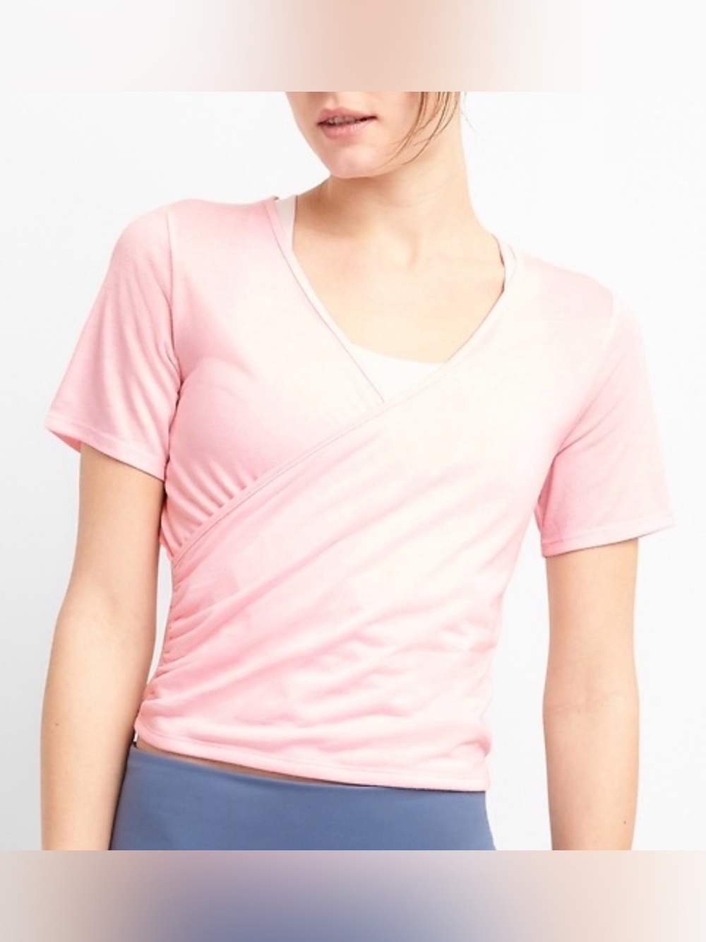 GAP GapFit Faux Wrap Top, New Powder Pink, sz L